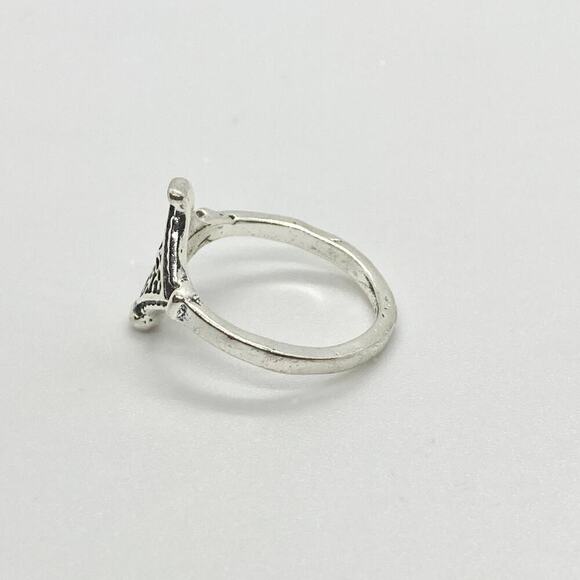 Size 5 Silver Tone Four Point Ring - Picture 4 of 8